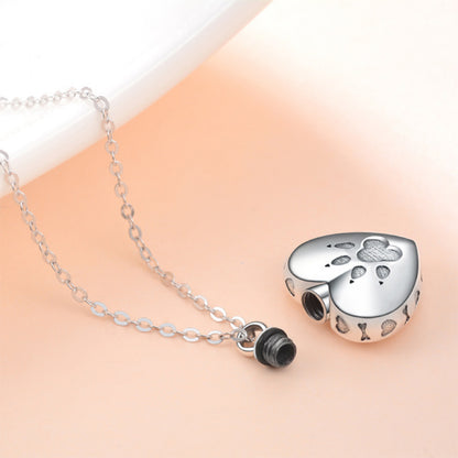 Paw Heart Urn Necklaces for Ashes 925 Sterling Silver