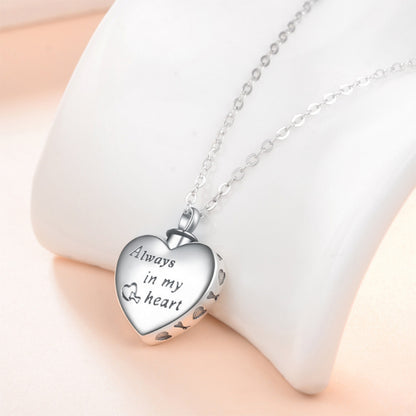 Paw Heart Urn Necklaces for Ashes 925 Sterling Silver