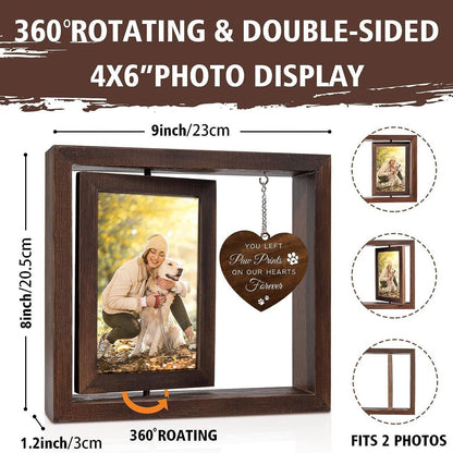 Pet Memorial Rotating Picture Frame, 8*9 in, Natural Wood