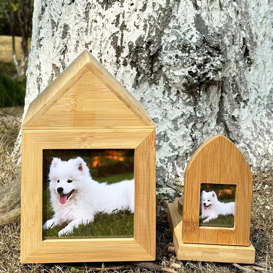 Memorial Dog & Cat Urn Set with Photo Frame Candle Holder Medium Natural