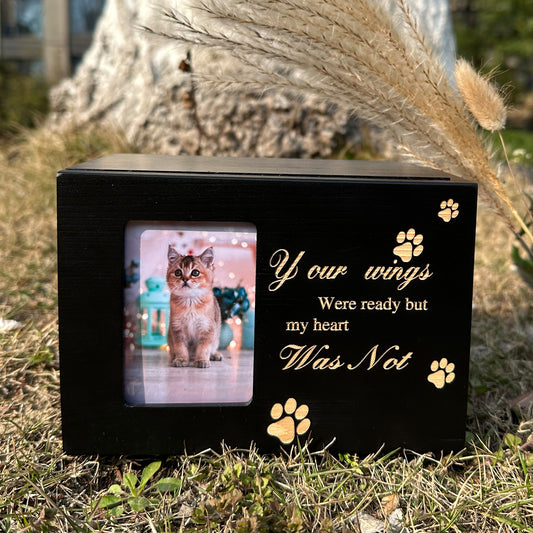 Memorial Dog & Cat Urn with Photo Frame Black