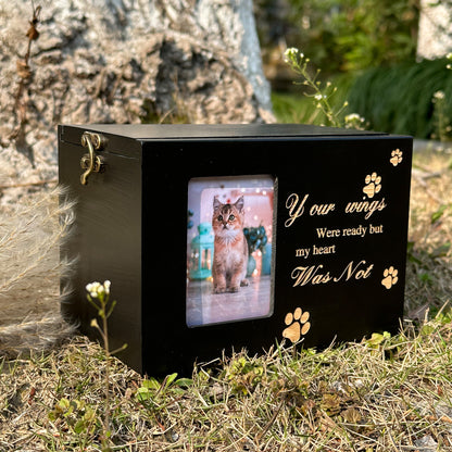 Memorial Dog & Cat Urn with Photo Frame Black