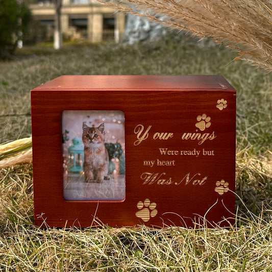 Memorial Dog & Cat Urn with Photo Frame Cherry