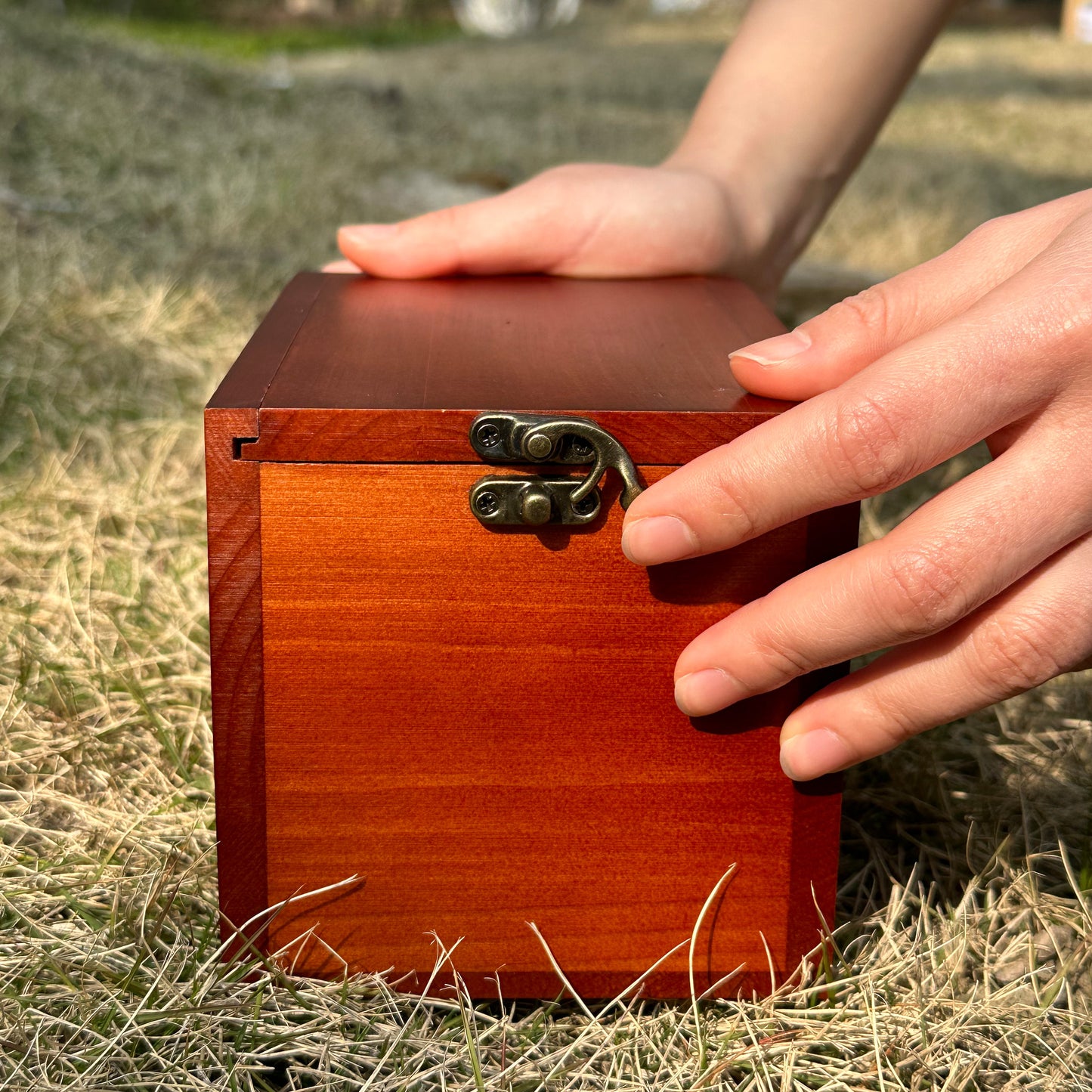 Memorial Dog & Cat Urn with Photo Frame Cherry