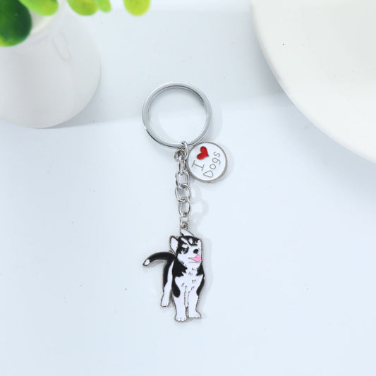 Metal Dog Keychain Husky