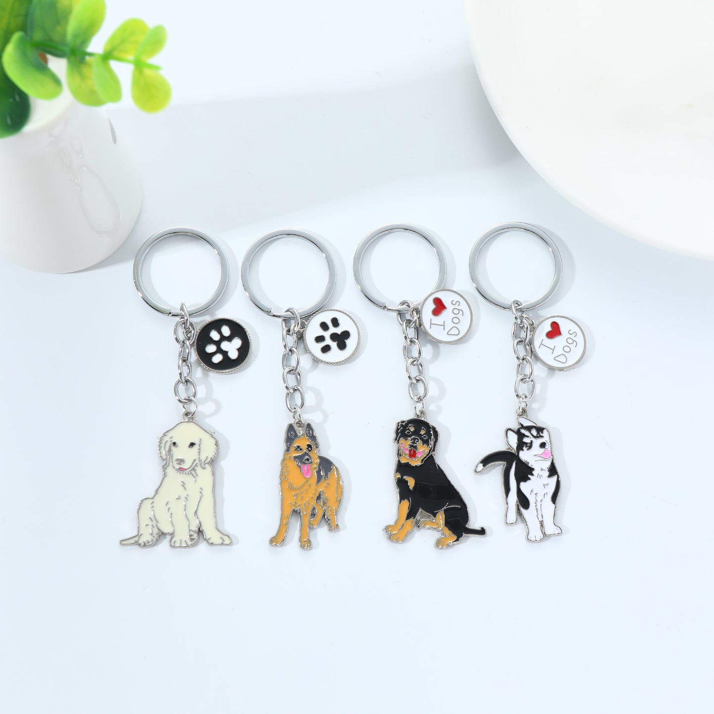 Metal Dog Keychain German Shepherd