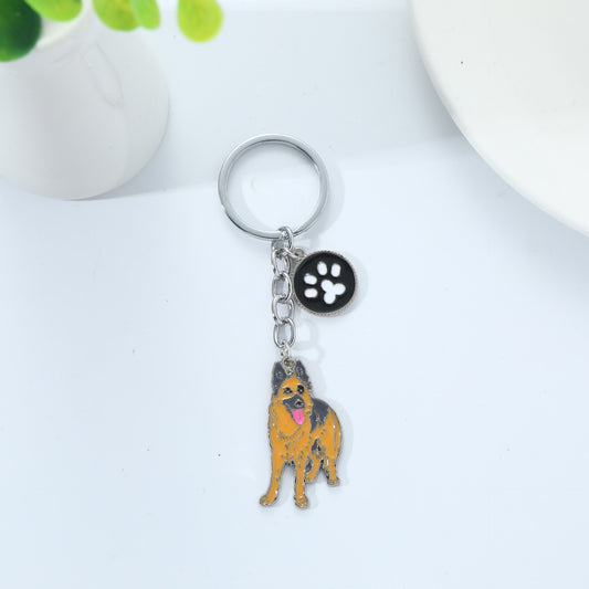 Metal Dog Keychain German Shepherd