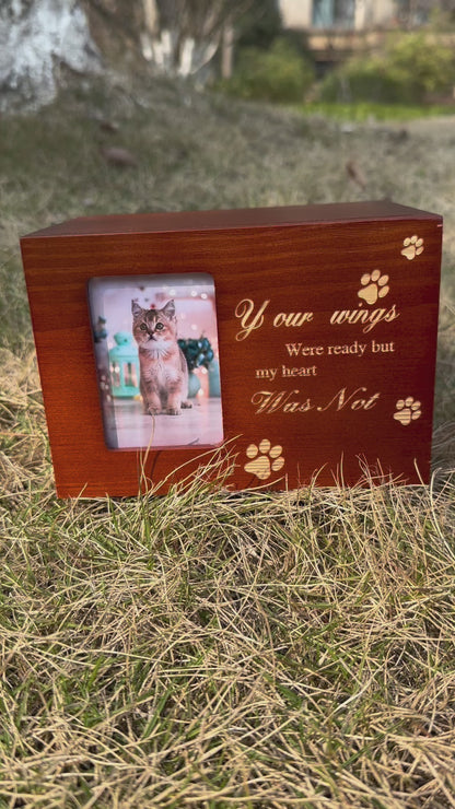 Memorial Dog & Cat Urn with Photo Frame Cherry