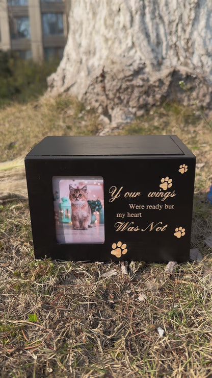 Memorial Dog & Cat Urn with Photo Frame Black